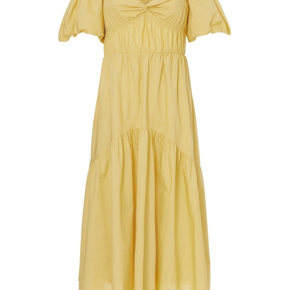 Vince Dresses & Skirts - Vince. | Women’s yellow puff sleeve off the shoulder midi dress size 6